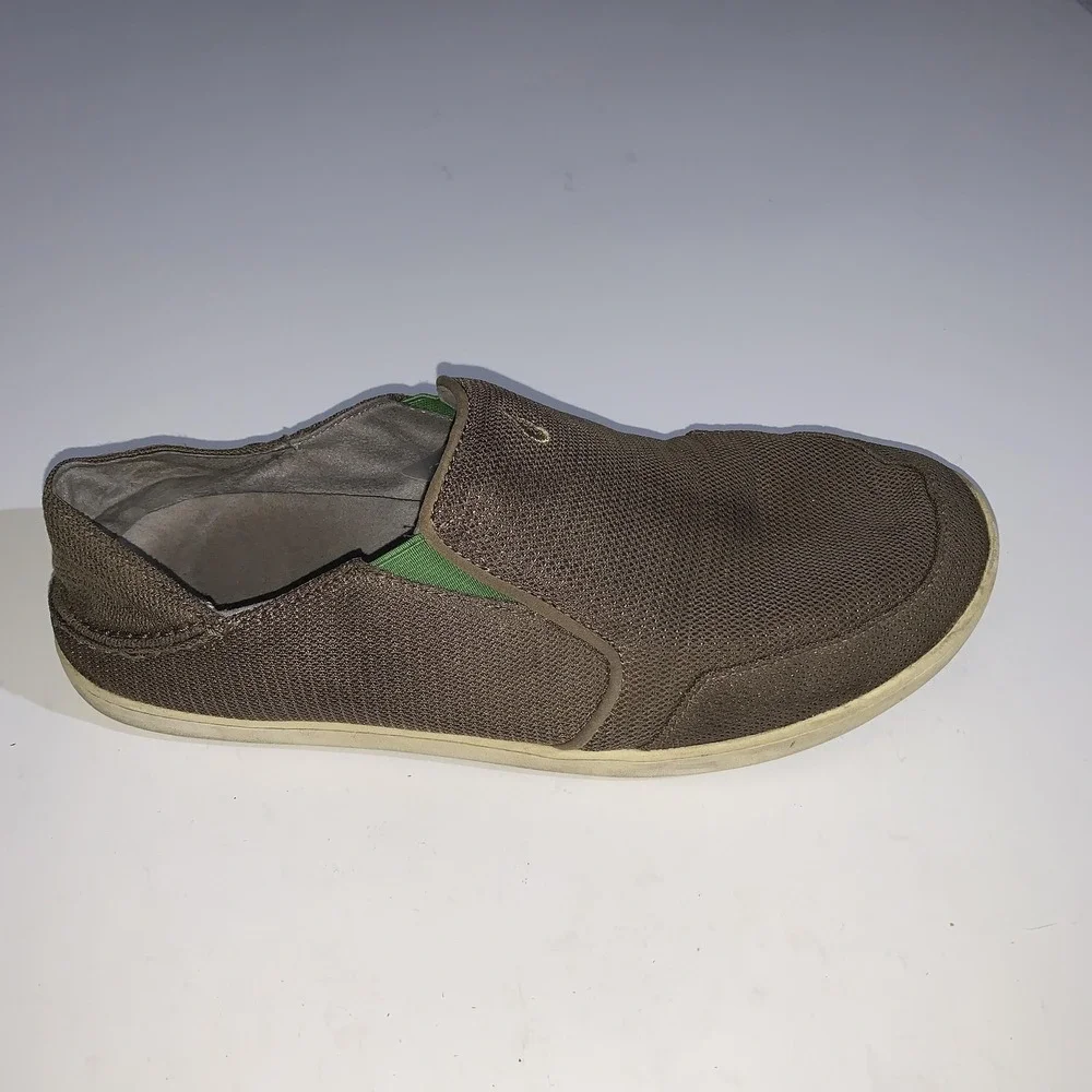 OluKai Nohea Mesh Shoes Mens Size 11.5 Brown Slip On Loafers Casual Comfort